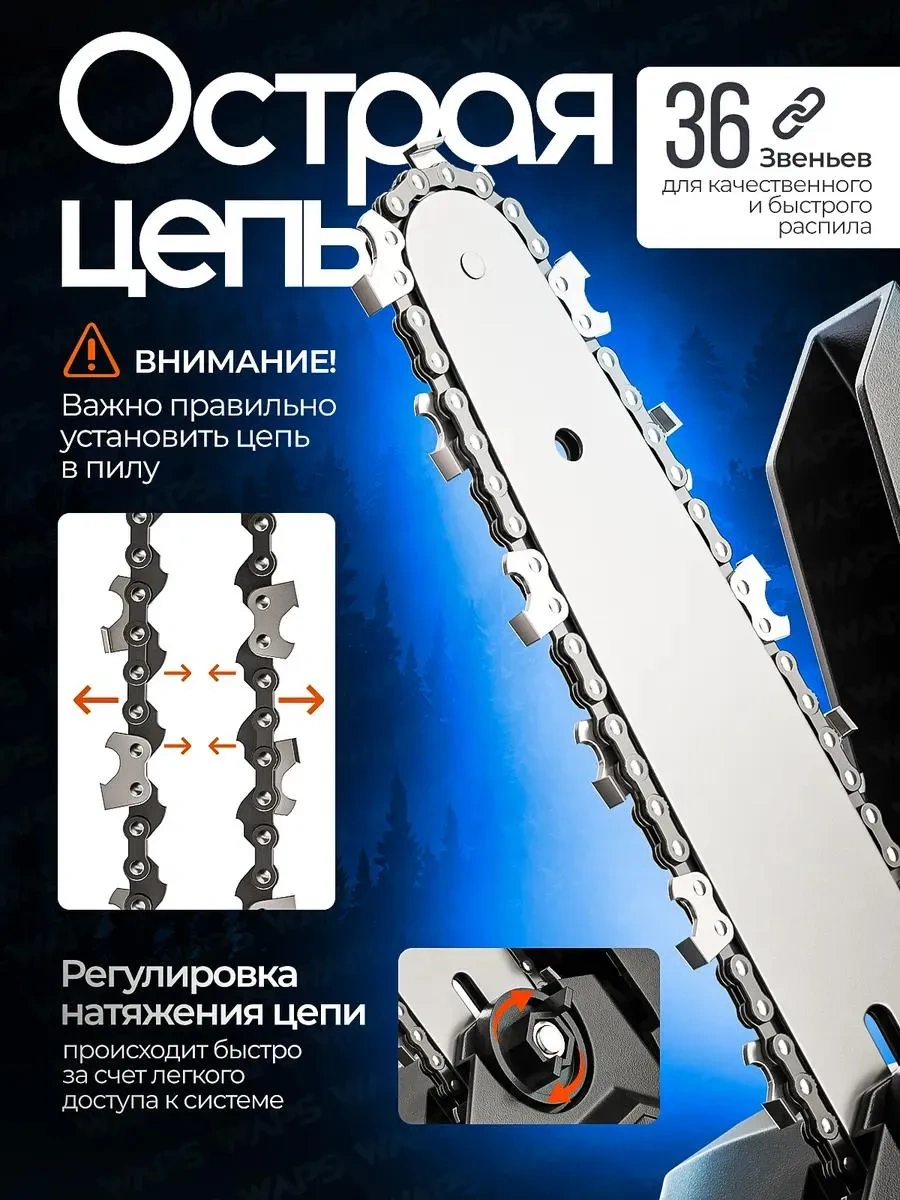 Waps Akülü Zincirli Mini Dal Kesme Testeresi 463719248