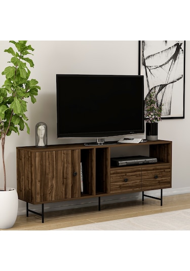 İnarch Dizayn T002 Kapaklı Çekmeceli Tv Sehpası Sandık Ceviz