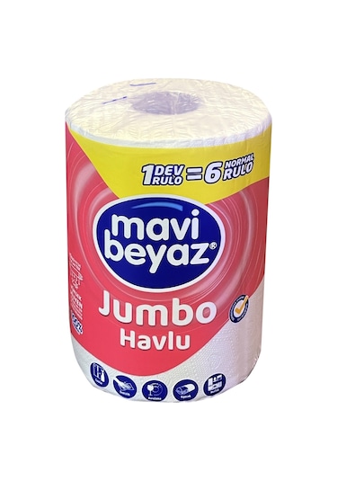 Mavi Beyaz Dev Rulo Jumbo Havlu 6'lı