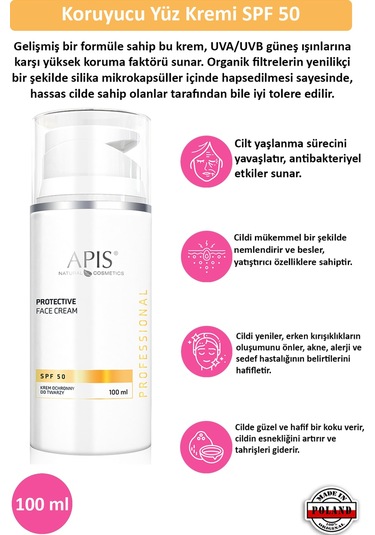 Apis Natural Koruyucu Yüz Güneş Kremi SPF50 100 ML