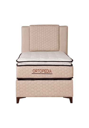 Kilim Mobilya Ortopedia Set ( Sandıklı Baza + Başlık + Yatak ) 100x200 Krem