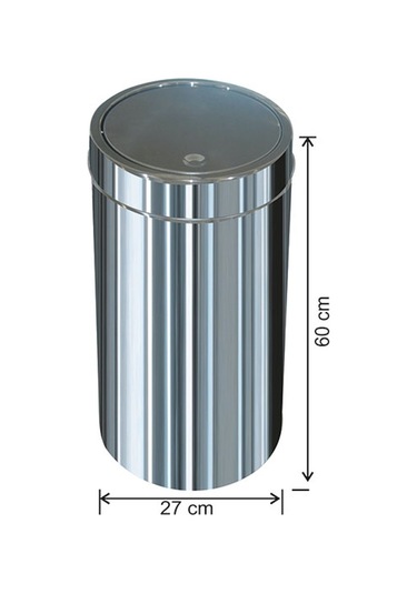 Paslanmaz Çöp Kovası Dokunmatik Döner Kapaklı 34 Litre
