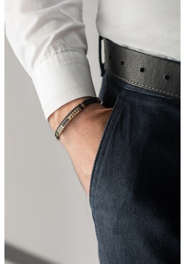 Cenova Kuyumculuk 14 Ayar Ayar Altın Siyah Halat Bileklik Siyah