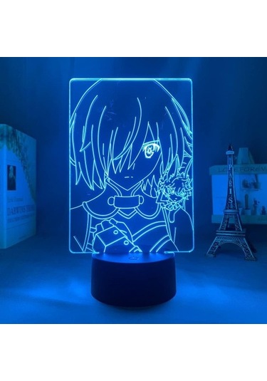 Goldenqian Anime Fate Hayranları Için 3d Nightlight Kaldı 16 Renk Dekor Illusion Uzaktan Kumandalı Led Lamba, Manga Fate Stay Şekil Noel Hediyesi Oyuncaklar Çocuklar / Erkekler 6qeıeq Siyah