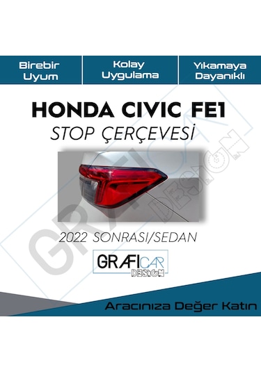 Honda Civic Fe1 Stop Çerçeve Sticker-Kolay Uygulama-Uzun Ömürlü