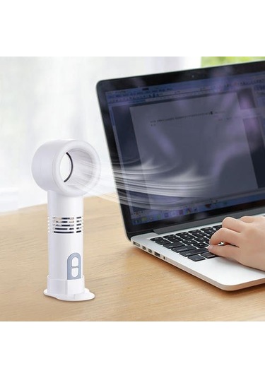 Mini El Bladess Fan Hava Soğutucu Usb Şarj Edilebilir Ventilatör Led Ligth Ayrılabilir Temel Taşınabilir Fan Açık / Ofis Hayranları Cnoh6j Beyaz