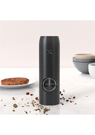Jialan Taşınabilir Şarj Edilebilir Elektrikli Tuz Biber Değirmeni Siyah