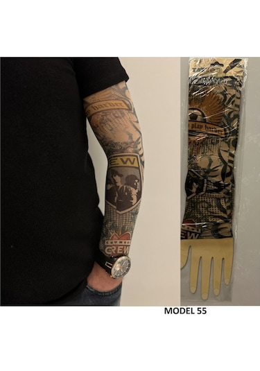 Giyilebilir Dövme 3 Çift 6 Adet Kol Çorap Dövmesi Sleeve Tattoo Set21