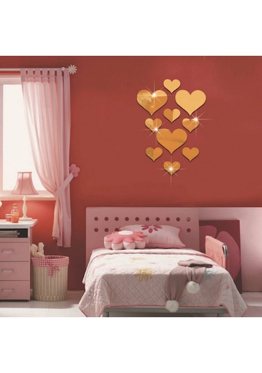 Yaozixa 10 Adet Siyah 3d Kalp Şekilli Akrelik Yansıtar, Duvar Dekoru, Dıy Odası Zenginleştirici, Pvc Materyal, Ev Dekorasyon Aracı Siyah