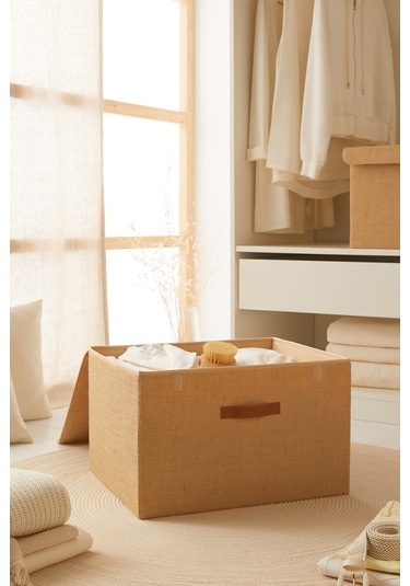 Ocean Home Textile Jüt Kapaklı Kutu 48 x 40 x 30 cm
