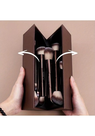 Honeybeeshop Kahve Makyaj Fırçası Seti 10 Parça Profesyonel Yumuşak Pudra Fondöten Fırçaları