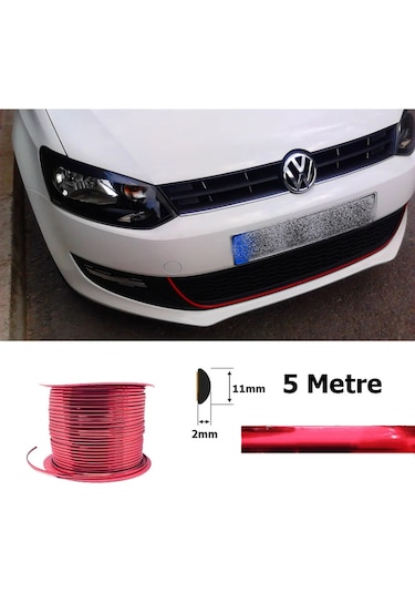 Kırmızı Renk Nikelaj Şerit Bant Çıta 5 Mm 3 Metre Parlaka