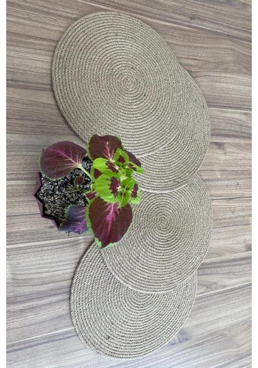 6'lı Bambu Amerikan Servis Hasır 1. Kalite Örgü Yanmaz Tabak Tava Tencere Altlığı 34 X 34 Cm Sarı