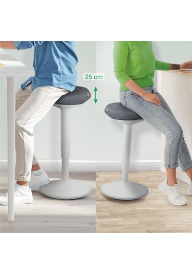 Leitz Ergo Active A Konforlu Oturaklı Sit Standing Açık Gri Tabure - Kod:65450085 Gri - Gümüş