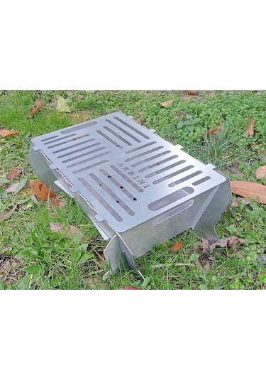 Lazer Tamamı Paslanmaz Çelik Mangal Portatif Pratik Katlanabilir 41x25 Cm Çok Renkli