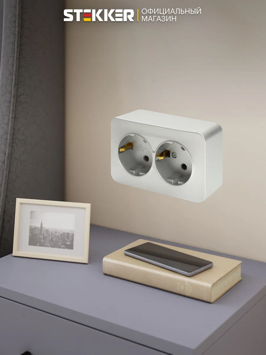 Stekker Topraklamalı Çiftli Priz Yüzeye Montaj 242575288 Stekker Mst16-12-03 Seri Sofia 49328