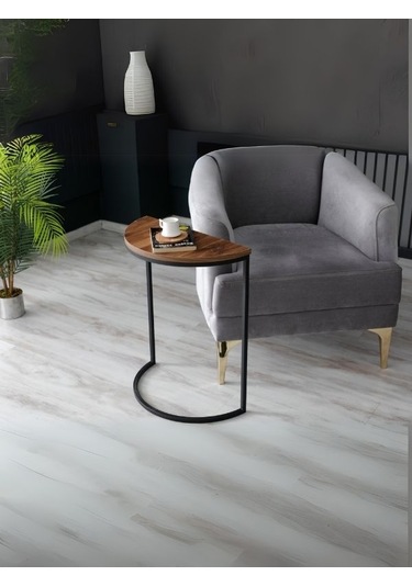 Lisa Metal Tekli Yan Sehpa Ceviz