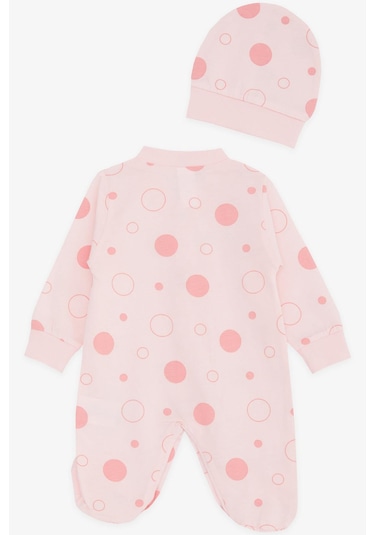 Breeze Kız Bebek Patikli Tulum Puan Desenli 0-3 Ay-6 Ay, Pudra-Pudra