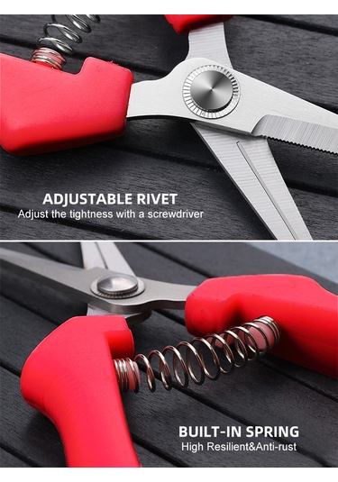 Xiyyadms Paslanmaz Çelik Meyve Toplama Makası - Kırmızı, Kavisli Uçlu, Rahat Tutuşlu Bahçe Budama Ve Hasat Aleti