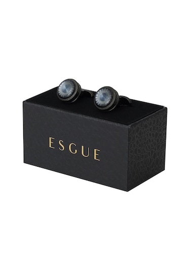 Esgue Füme Gri Renk Yuvarlak Form Luxery Kol Düğmesi
