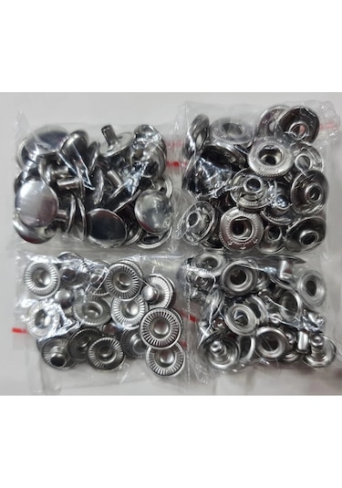 50 Adet 15mm Paslanmaz Alfa Çıtçıt 50 Takımdır Gümüş Nikel