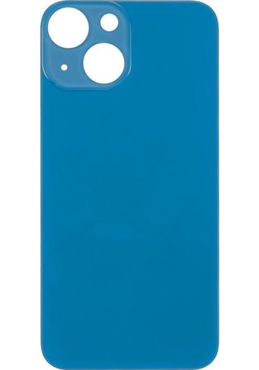 Apple Uyumlu iPhone 13 Mini Logolu Arka Pil Batarya Kapağı, Lens Hariç. Mavi