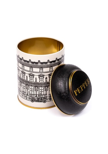 City Pepper Desenli Yuvarlak Metal Kutu, 9 X 11 Cm, 0.6 Lt