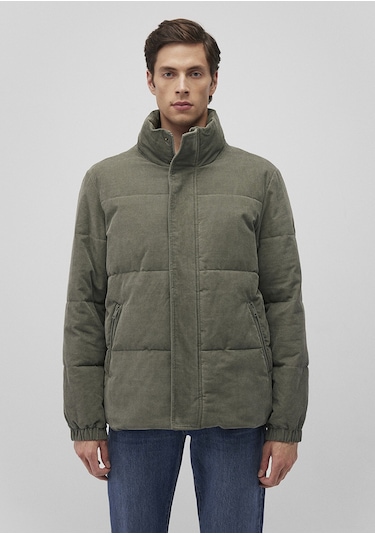 Mavi - Dik Yaka Yeşil Kadife Ceket 0110476-85485 Yeşil