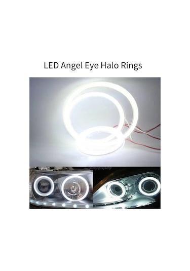 Beyaz-100mm-2pcs Gündüz Çalışan Led Far Lambası Cob Melek Gözler Led Araba Halo Halka Işıklar Drl 12v 60mm 70mm