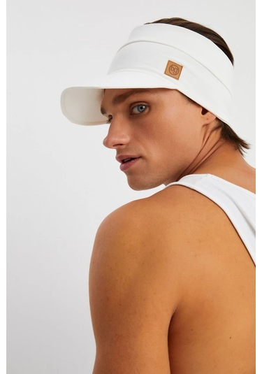 Erkek Uv Koruyuculu %100 Pamuklu Penye Tenis Golf Stil Vizör Şapka Siperlik - Tek Ebat / Beyaz Beyaz