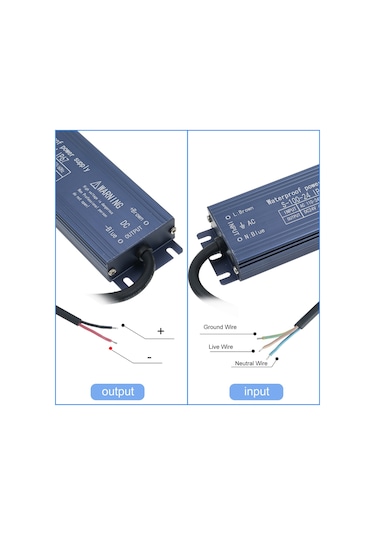 Ip67 Su Geçirmez Led Sürücü Anahtarı Güç Kaynağı Trafosu Mavi