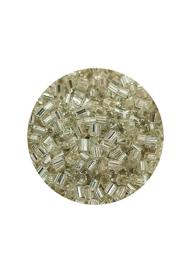 Kesme Cam Boncuk 2mm - 60 Gram - Şeffaf Gümüş - Bnc378