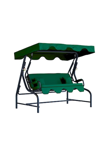 Bahçe Salıncağı 3 Kişilik Metal Salıncak Dalyan Koruma Kılıfı Hediye Yeşil