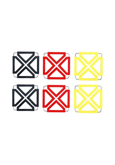 Adet Mutfak Yardımcı Katlanabilir Silikon Altlık Mat Pedi Siyah&kırmızı&sarı Siyah - kırmızı - sarı