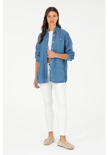 U.S. Polo Assn. Kadın Beyaz Toothpick Fit Kanvas Pantolon 50281692-VR013