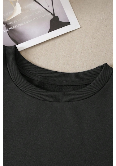 Modagen Unisex 3'lü Siyah Beyaz Gri Bisiklet Yaka Oversize Sweatshirt Siyah Beyaz Gri