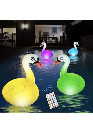 Greentech Güneş Enerjili Renk Değiştiren Led’li Şişme Kuğu / GT-SL24