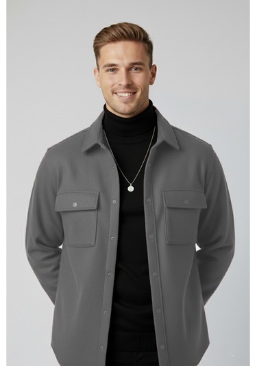 Deepsea Erkek Antrasit Premium Kaşe Ceket Şık, Modern Ve Sıcak Tutan Tasarım Ceket Mont 2500559 Antrasit