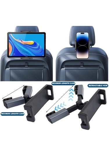 Araç Koltuk Arkası Tablet Tutucu, Telefon Tutucu, Tablet/telefon Tutucu, 360 İpad Pro 12.9 Mini Air Siyah