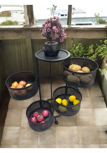 Magic Objects 4 Katlı Siyah Açılır Kapanır Sebzelik Siyah