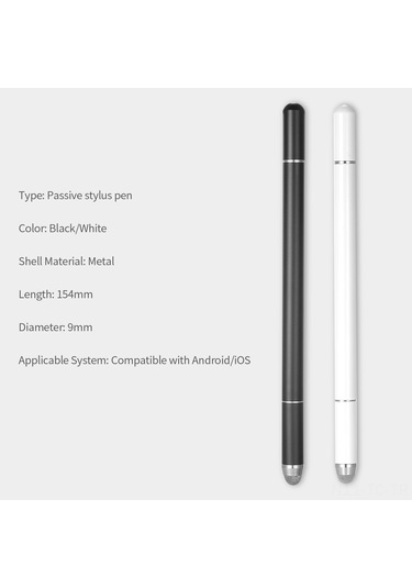 Skycity Siyah Metal Dürtü Hassas Dış Hat Kalemi - Apple/android Uyumlu 3'ü Bir Arada Dokunmatik Yazma Aleti