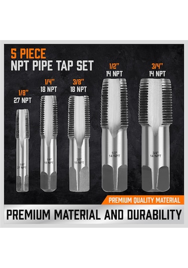 Suntek 5'li Set Npt Boru Kılavuz Seti Diş Şekillendirme