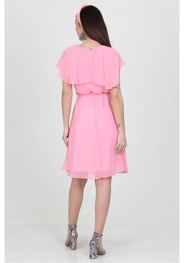 Kadın Şifon Mezuniyet Elbisesi Dpry8081 Pudra