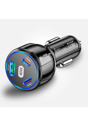 Wsshe90w 3 Portlu Pd Usb Araç Şarj Cihazı İphone Uyumlu 15/14 Pro Max Samsung Uyumlu Ildistribütör Garantili