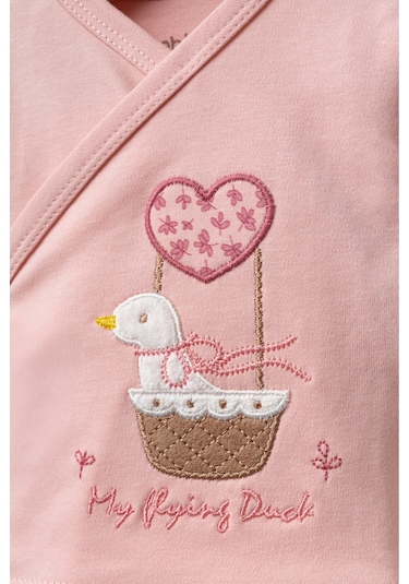 Sevimli Ördek Desenli 5 Parça Yenidoğan Hastane Çıkışı Zıbın Seti Pembe