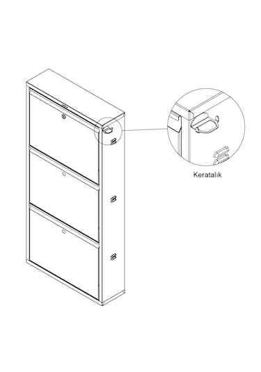 Metal Ayakkabılık 3 Lü Beyaz Ral 9016 Krem
