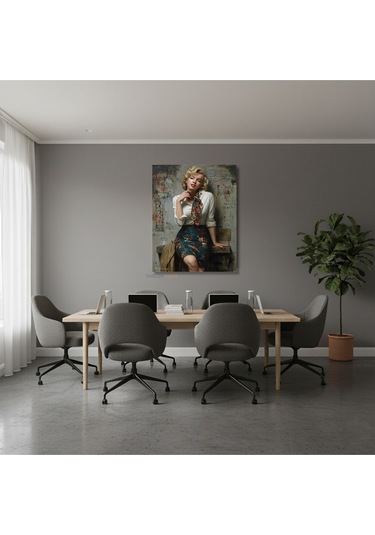 Dikey Kanvas Tablo Salon Duvar Tablosu Mariliyn1 Yeni Ev Hediyesi Ofis Tablosu