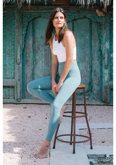 Jerf Gela Yüksek Bel, Esnek Ve Toparlayıcı Spor Tayt Su Yeşili