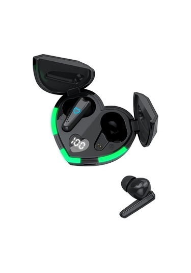 Digital Display Bluetooth-compatible 5.3 Tws Earphones + Heart Shape Charging Case - Red