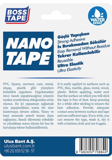 2 Metre Çok Güçlü Çift Taraflı Nano Bant Mavi